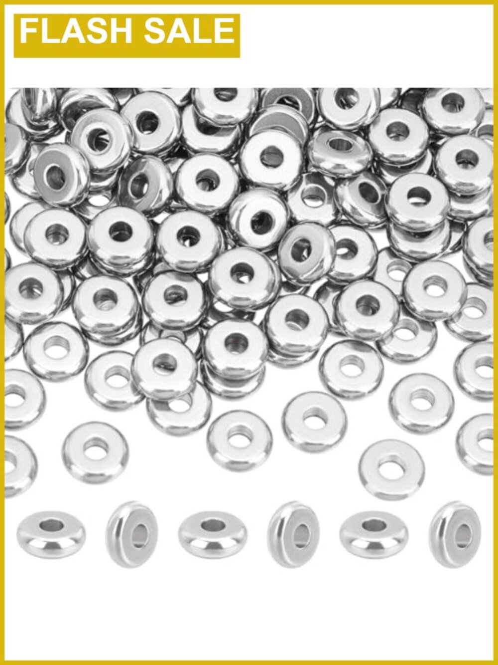 200 Stainless Steel Spacer Beads 6mm Round Flat Loose Beads for Jewelry Making